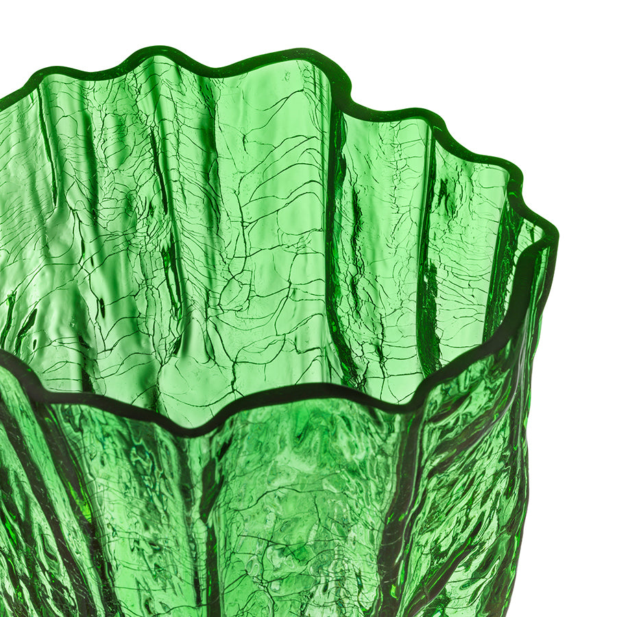 Kosta Boda Art Glass Kosta Boda Crackle Green Vase Tall