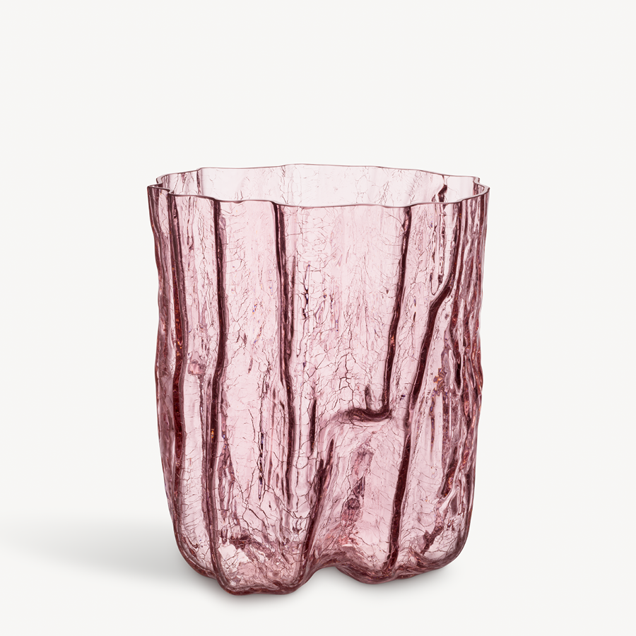 Kosta Boda Art Glass Kosta Boda Crackle Pink Vase Tall