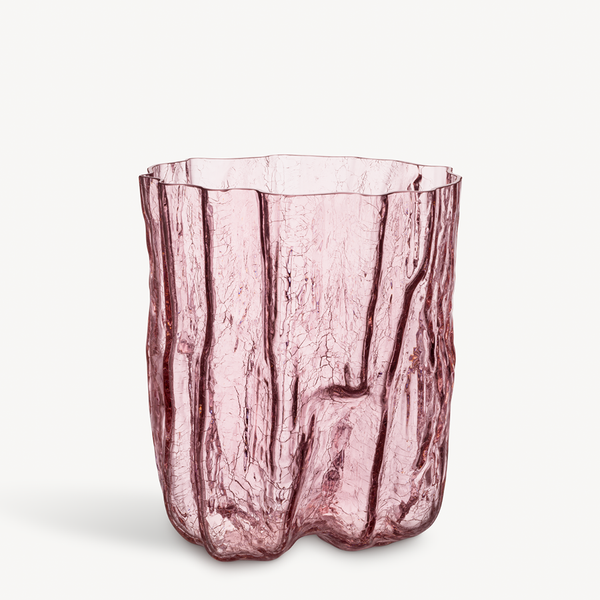 Kosta Boda Art Glass Kosta Boda Crackle Pink Vase Tall