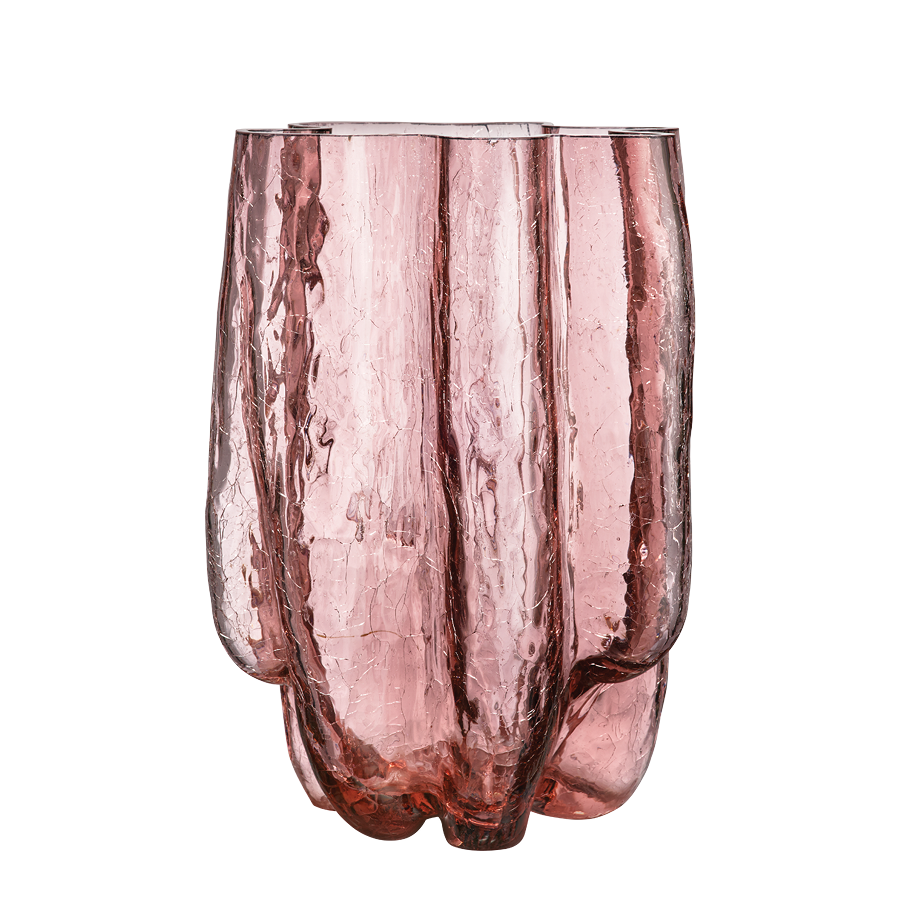 Kosta Boda Art Glass Kosta Boda Crackle Pink Vase XL
