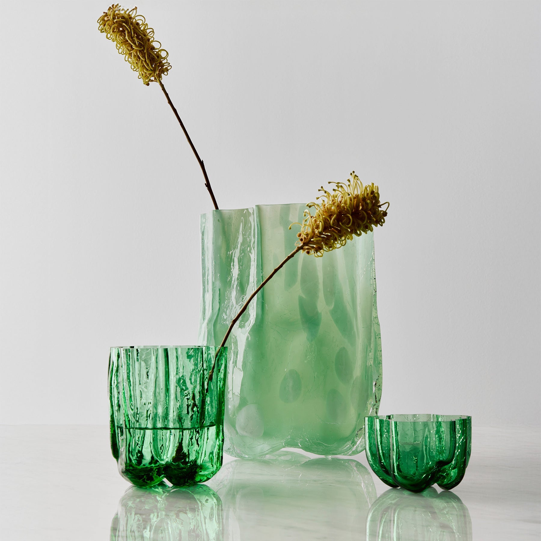 Kosta Boda Art Glass Kosta Boda Crackle Vase Green Small
