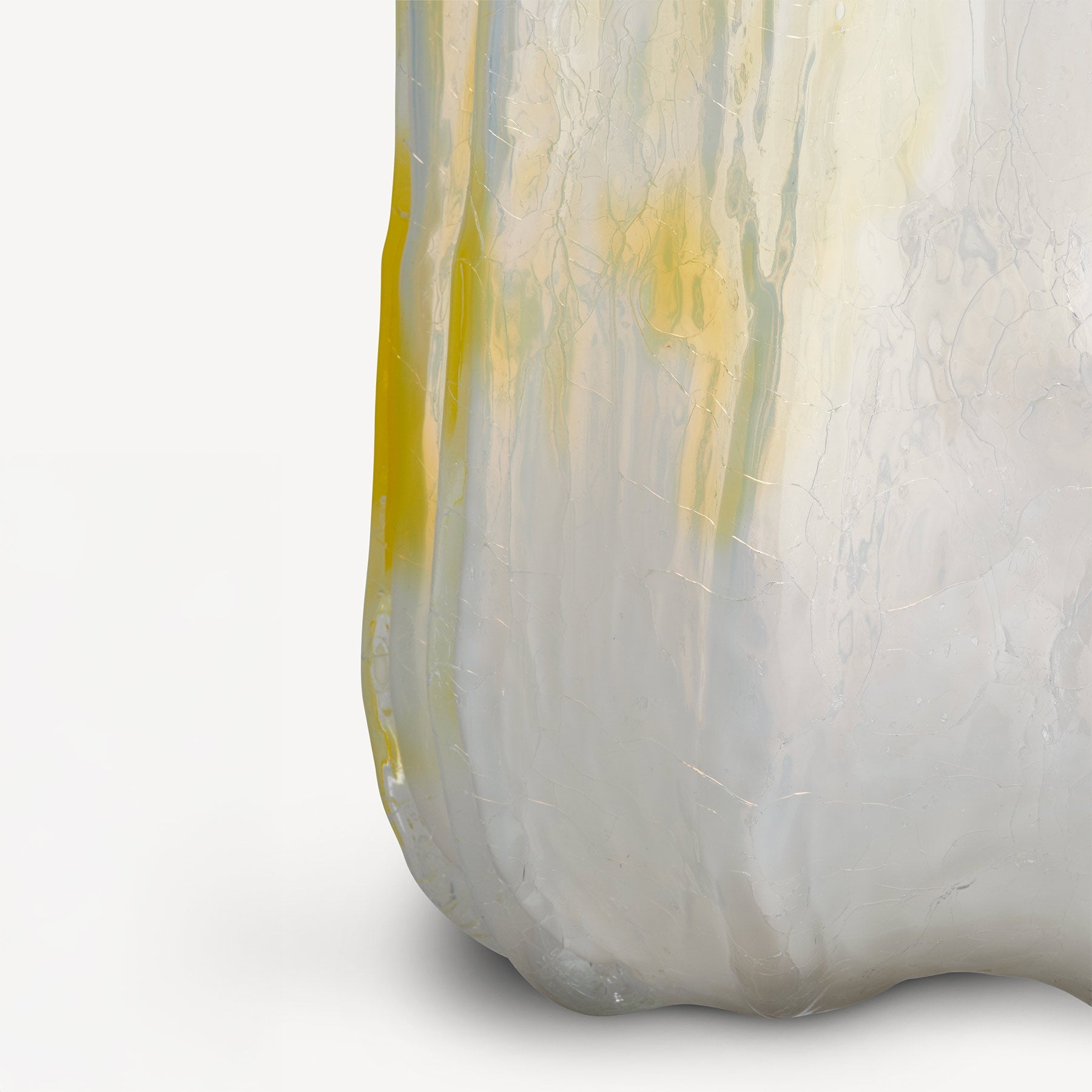 Kosta Boda Art Glass Kosta Boda Crackle Vase Lemon Sorbet Tall