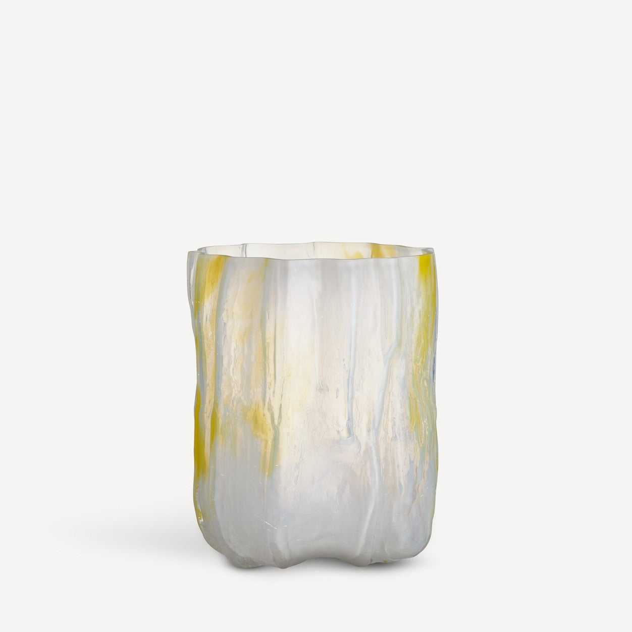 Kosta Boda Art Glass Kosta Boda Crackle Vase Lemon Sorbet Tall