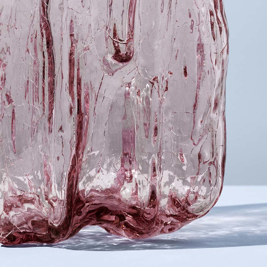 Kosta Boda Art Glass Kosta Boda Crackle Vase Pink Low