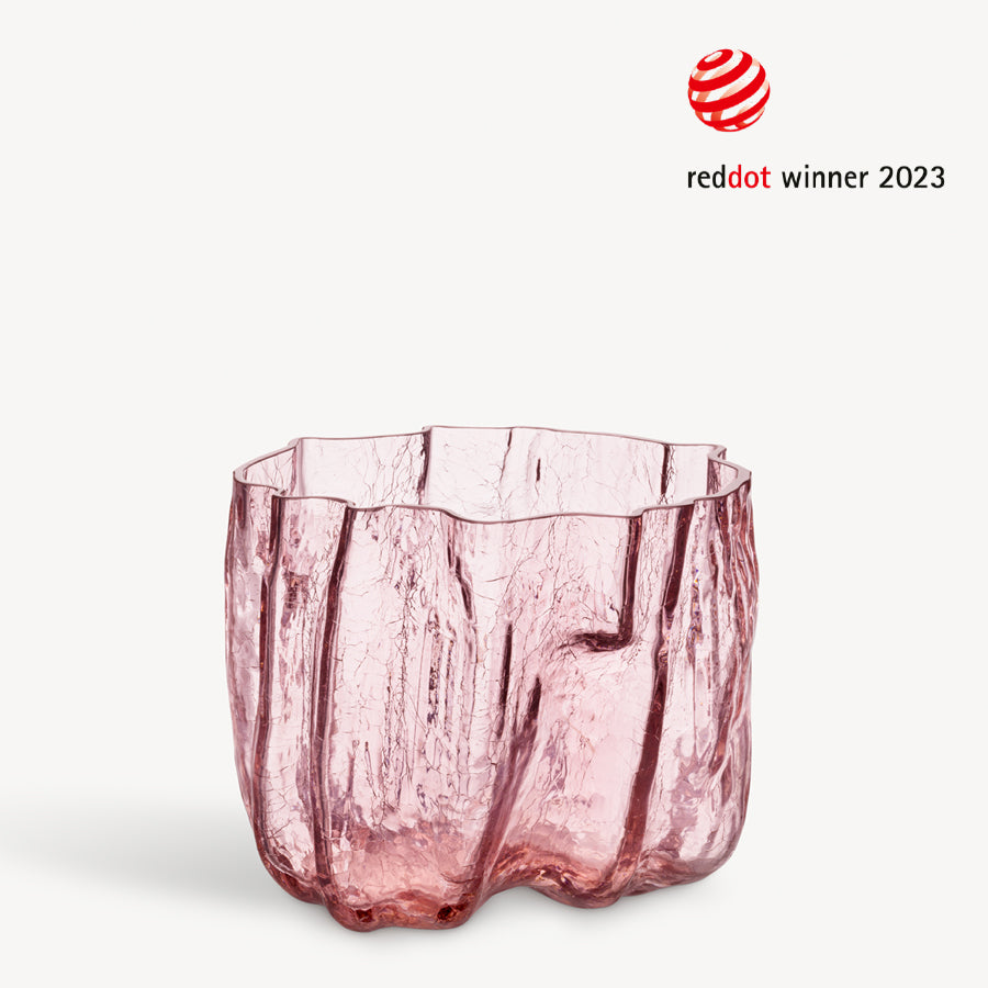 Kosta Boda Art Glass Kosta Boda Crackle Vase Pink Low
