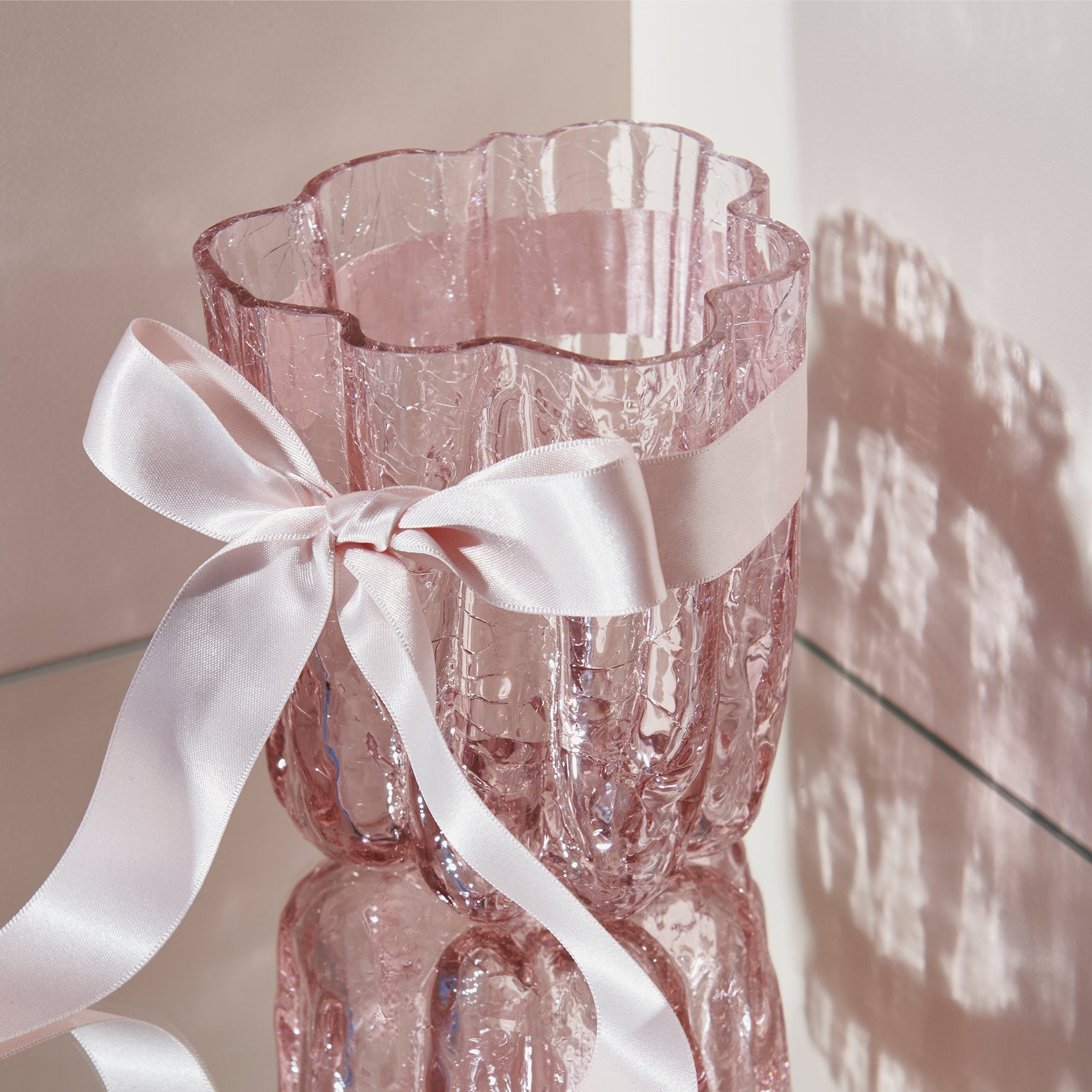 Kosta Boda Art Glass Kosta Boda Crackle Vase Pink Small