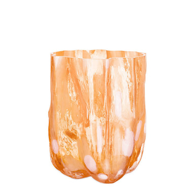 Kosta Boda Art Glass Kosta Boda Crackle Vase Tall Amber/Flamingo