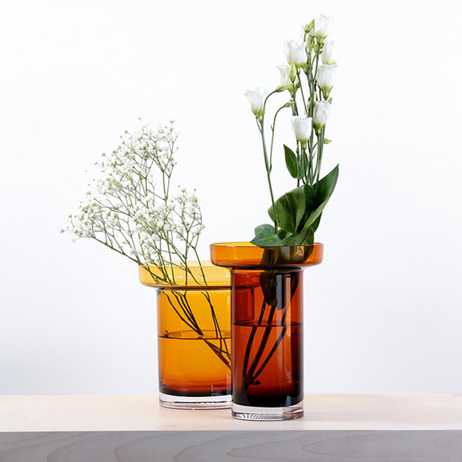 Kosta Boda Art Glass Kosta Boda Limelight Amber Vase Low