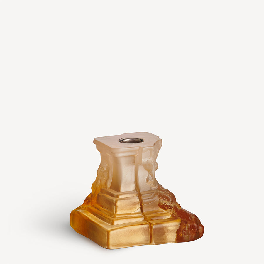 Kosta Boda Art Glass Kosta Boda Rocky Baroque Candlestick Amber Haze Small