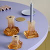 Kosta Boda Art Glass Kosta Boda Rocky Baroque Candlestick Amber Haze Small
