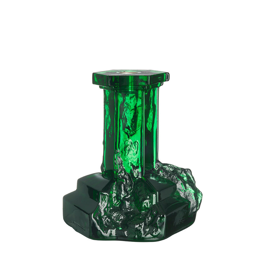 Kosta Boda Art Glass Kosta Boda Rocky Baroque Candlestick Emerald Green Large