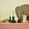 Kosta Boda Art Glass Kosta Boda Rocky Baroque Candlestick Emerald Green Medium