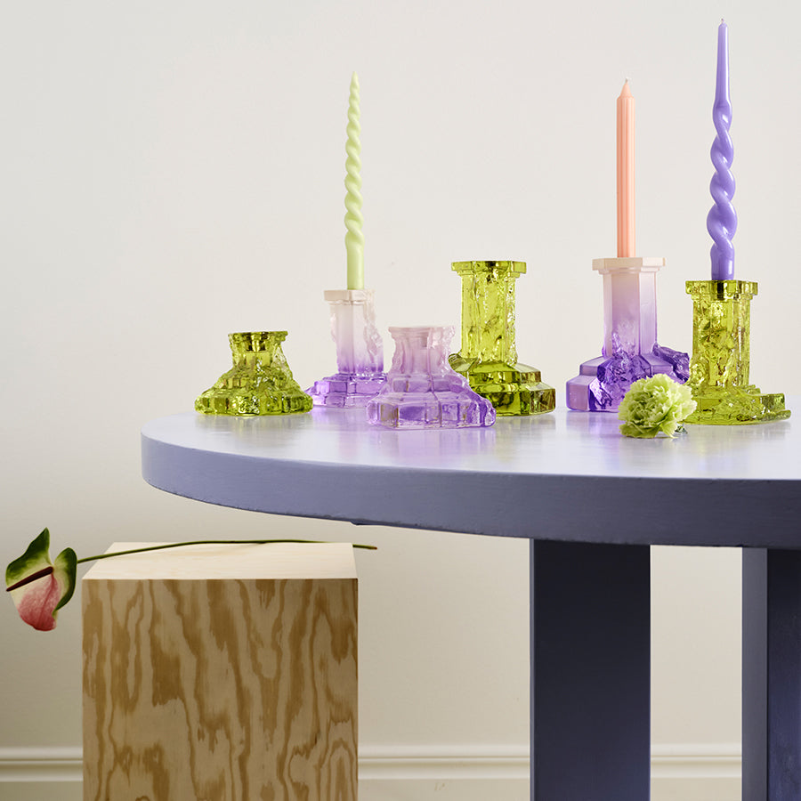 Kosta Boda Art Glass Kosta Boda Rocky Baroque Candlestick Kryptonite Medium