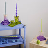 Kosta Boda Art Glass Kosta Boda Rocky Baroque Candlestick Kryptonite Medium