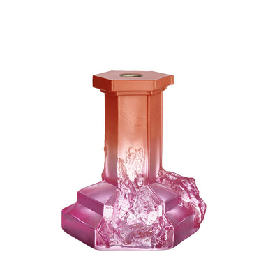 Kosta Boda Art Glass Kosta Boda Rocky Baroque Candlestick Spicy Rose Large