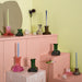 Kosta Boda Art Glass Kosta Boda Rocky Baroque Candlestick Spicy Rose Medium