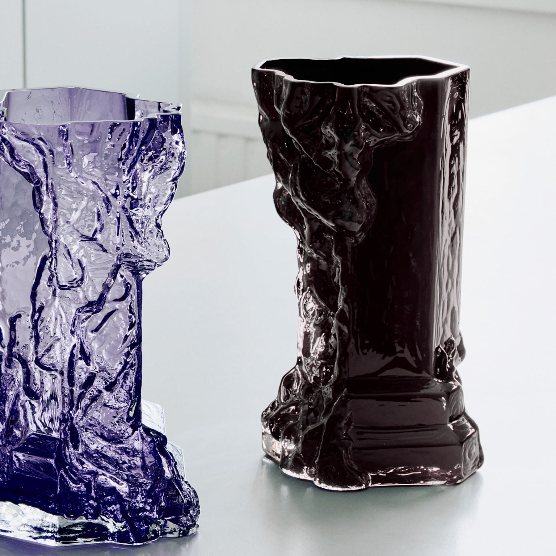 Kosta Boda Art Glass Kosta Boda Rocky Baroque Vase Black Small