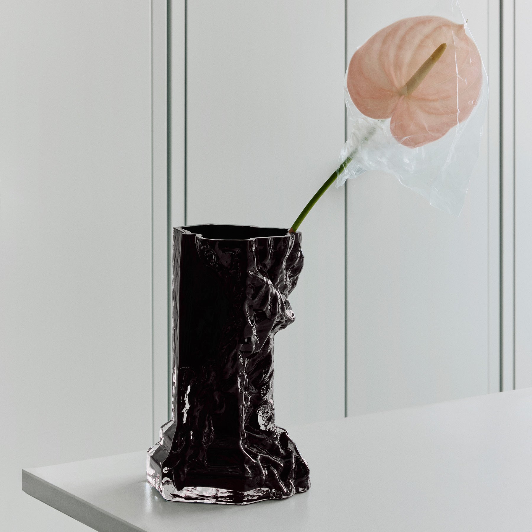 Kosta Boda Art Glass Kosta Boda Rocky Baroque Vase Black Small