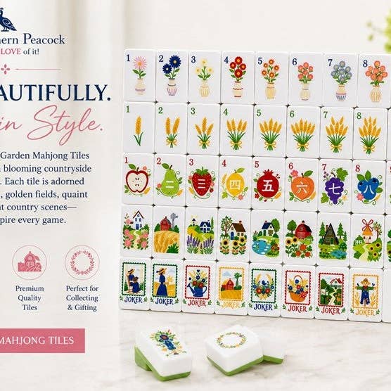 Krackle & Bam Mahjong Giftware Country Garden American Mahjong Tile Set