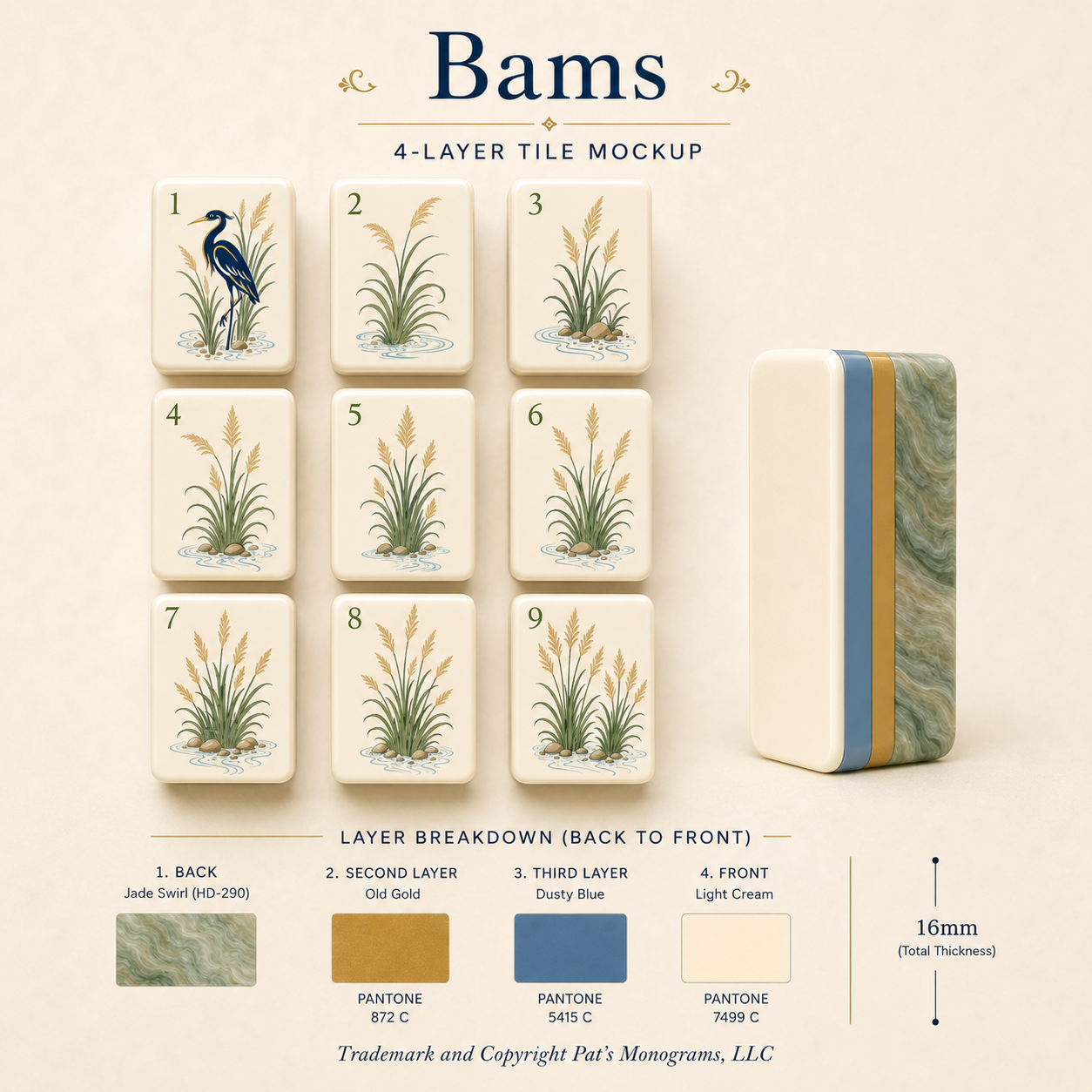 Krackle & Bam Mahjong Giftware Pat's Monograms, LLC - The Mahjestic South - Mahjong Set - PREORDER