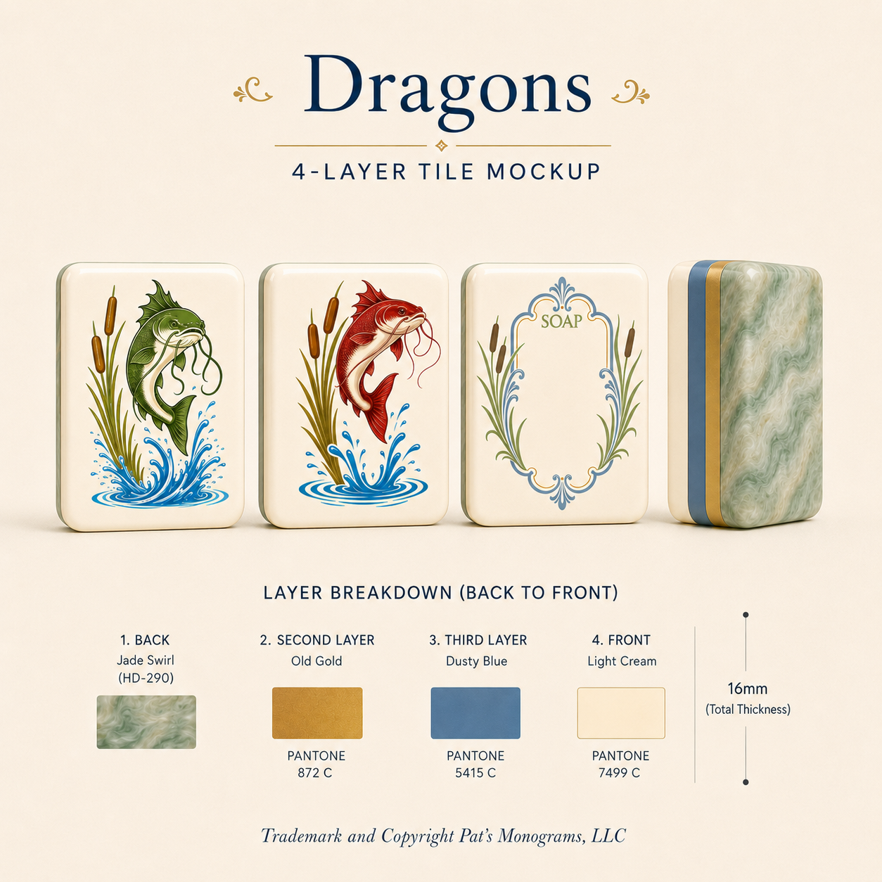 Krackle & Bam Mahjong Giftware Pat's Monograms, LLC - The Mahjestic South - Mahjong Set - PREORDER
