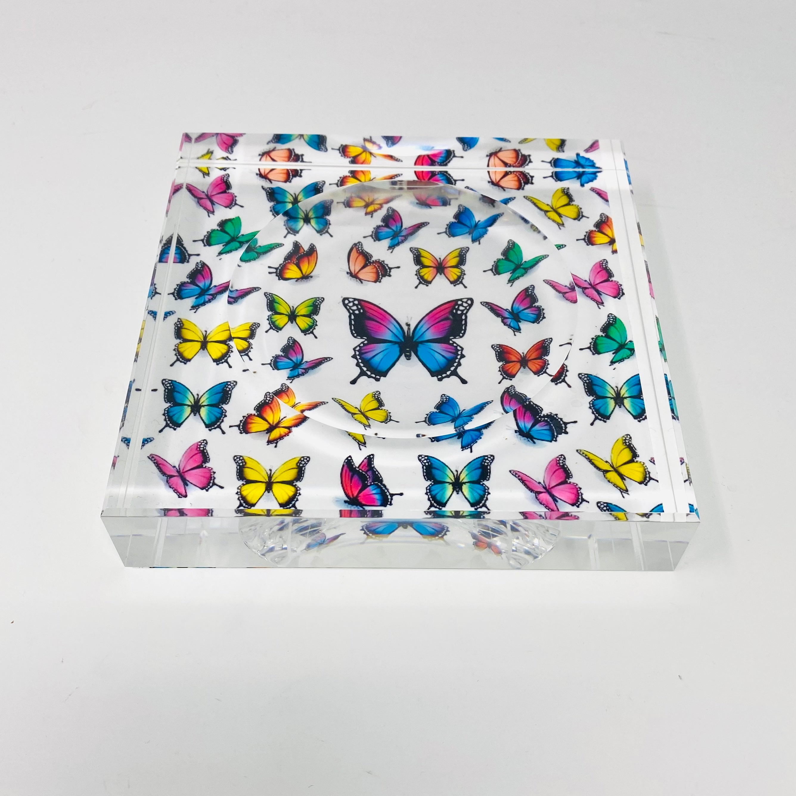 Kristin Smith Giftware Butterfly Acrylic Block Candy Dish Catchall