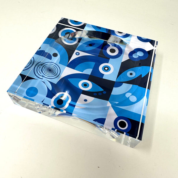 Kristin Smith Giftware Evil Eye Blues Candy Acrylic Block Candy Dish