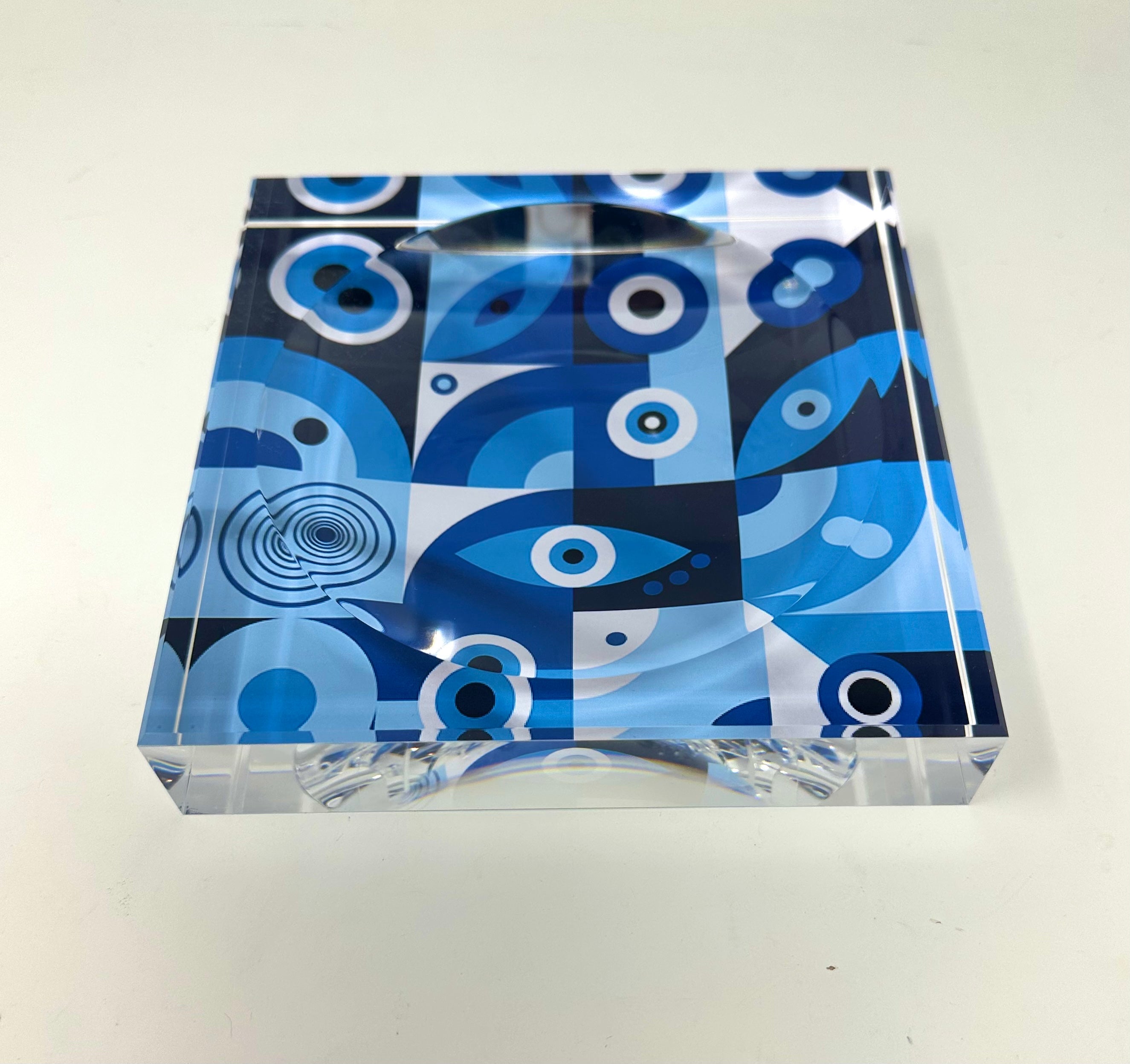 Kristin Smith Giftware Evil Eye Blues Candy Acrylic Block Candy Dish