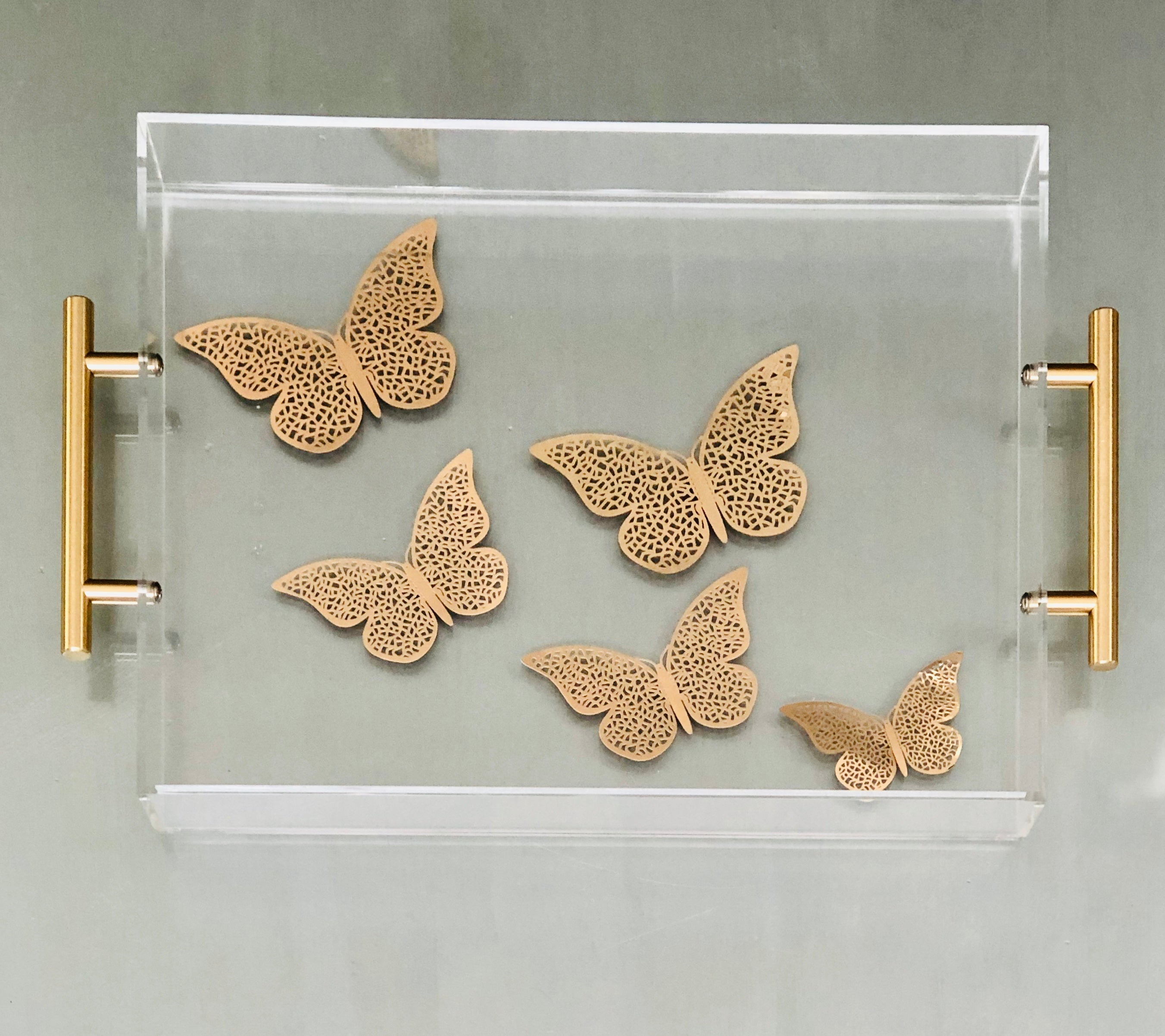 Kristin Smith Giftware Gold Butterfly Acrylic Tray