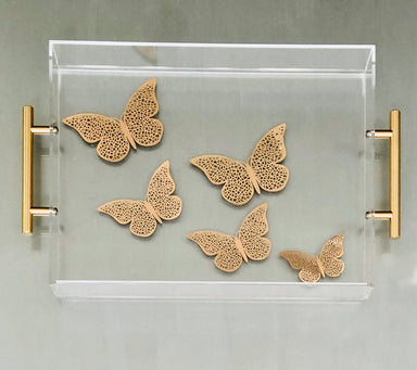 Kristin Smith Giftware Gold Butterfly Acrylic Tray