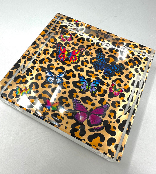 Kristin Smith Giftware Leopard Butterfly Acrylic Candy Dish Catchall
