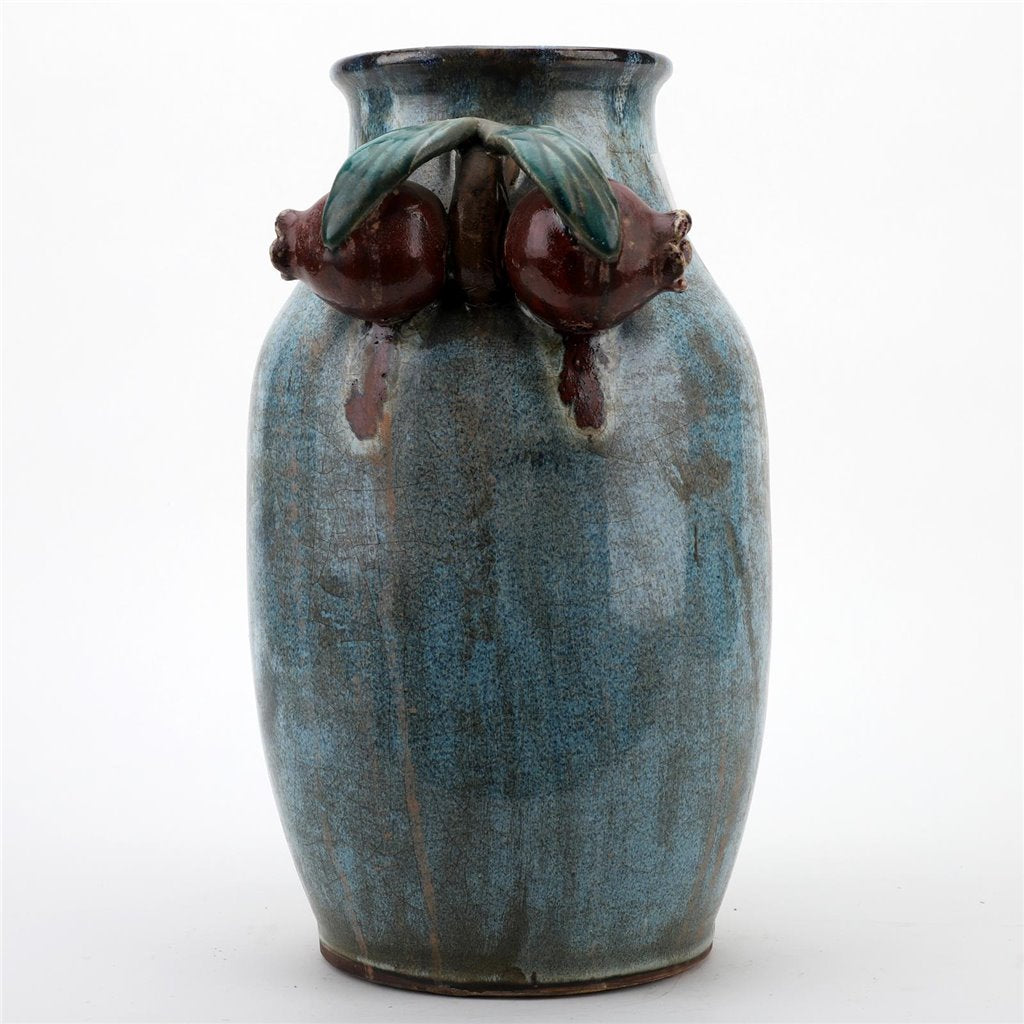 Danny's Fine Porcelain Blue Majolica Vase W/ Pome. Pattern: Majolica