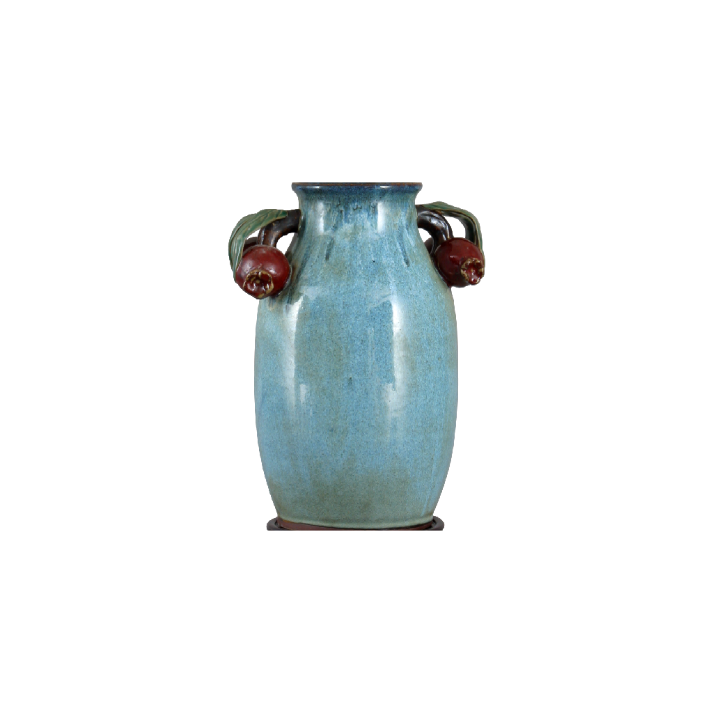 Danny's Fine Porcelain Blue Majolica Vase W/ Pome. Pattern: Majolica