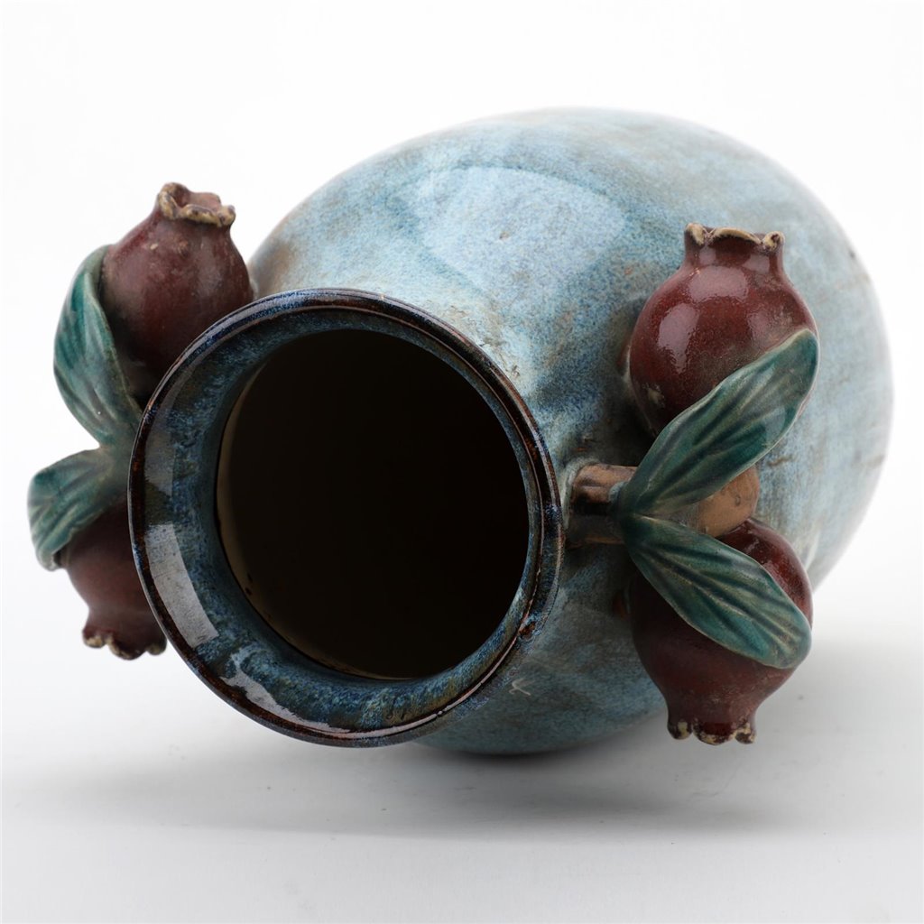 Danny's Fine Porcelain Blue Majolica Vase W/ Pome. Pattern: Majolica