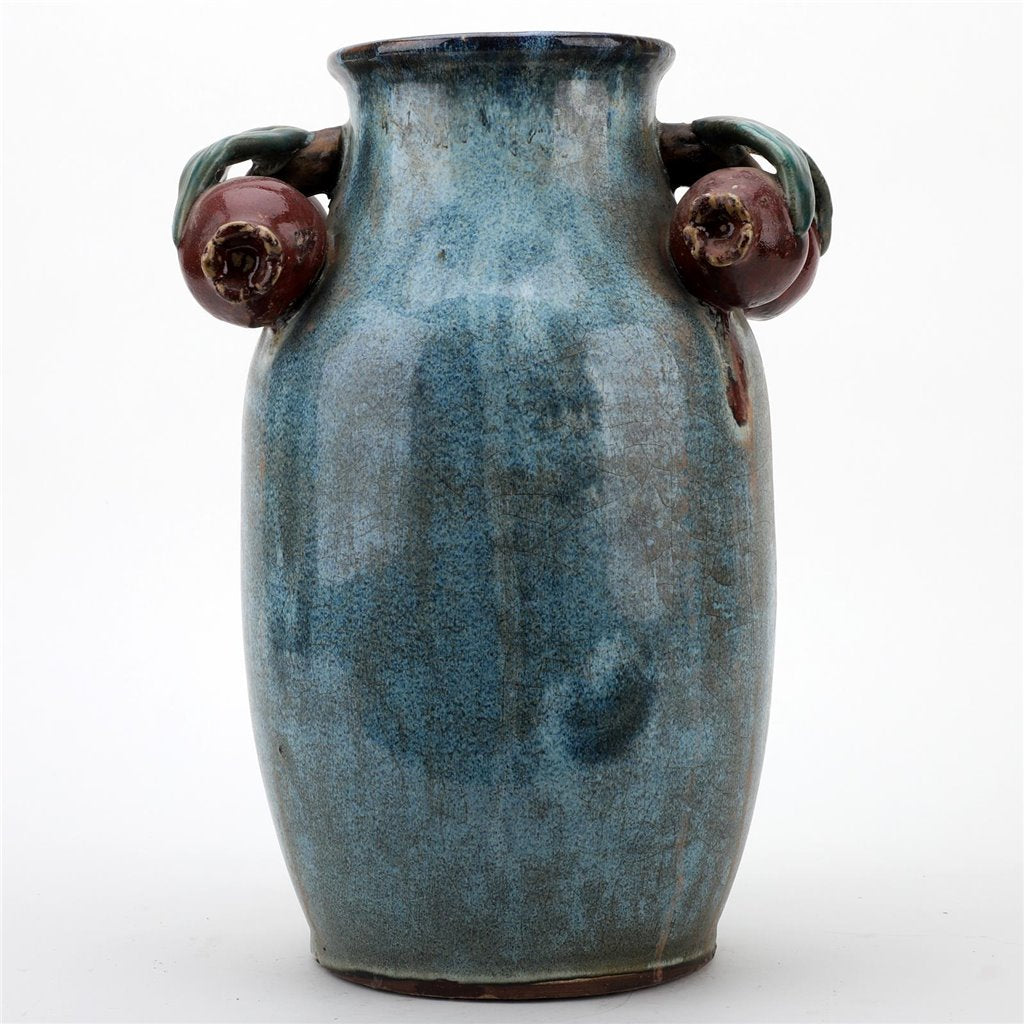 Danny's Fine Porcelain Blue Majolica Vase W/ Pome. Pattern: Majolica
