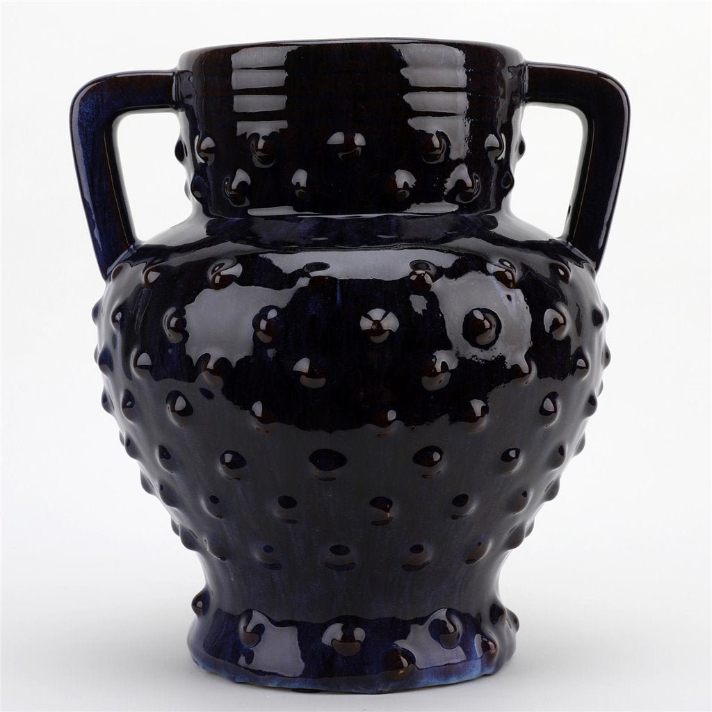 Danny's Fine Porcelain Dark Blue with Purple Tinted Handled Vase
