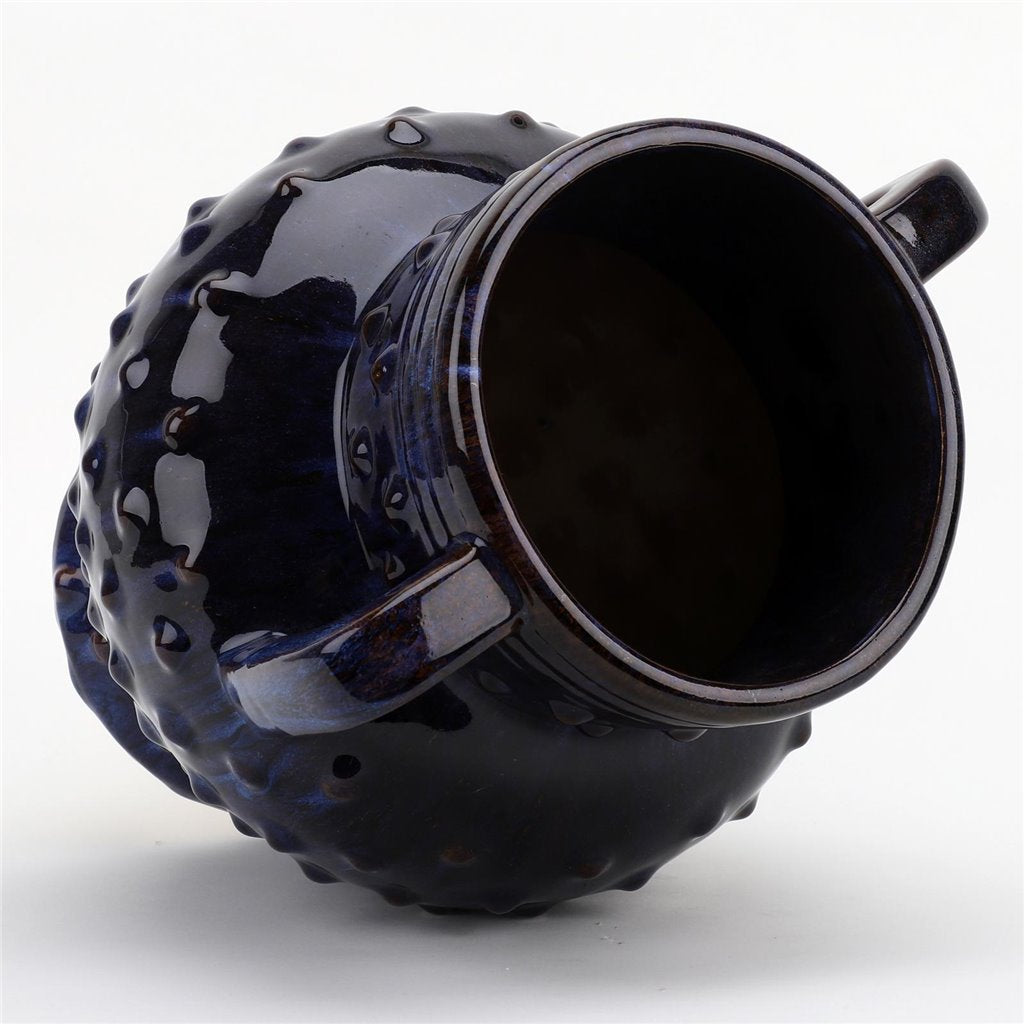 Danny's Fine Porcelain Dark Blue with Purple Tinted Handled Vase