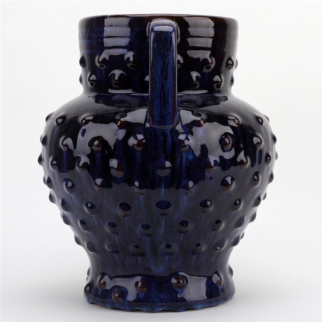 Danny's Fine Porcelain Dark Blue with Purple Tinted Handled Vase