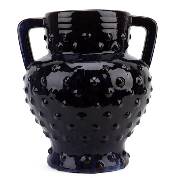 Danny's Fine Porcelain Dark Blue with Purple Tinted Handled Vase