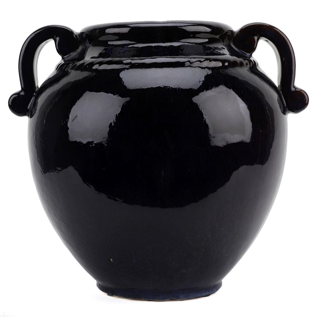Danny's Fine Porcelain Dark Blue with Purple Tinted Round Vase W/ Handle