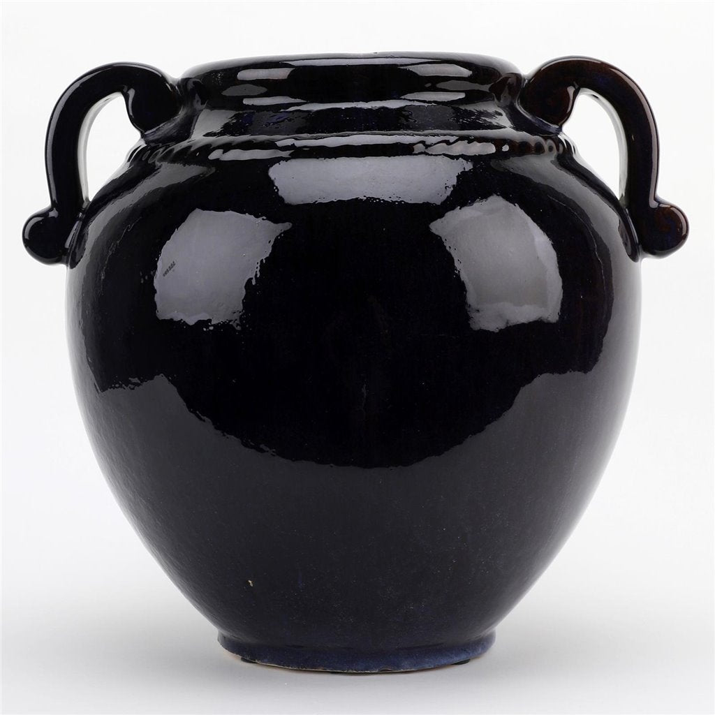Danny's Fine Porcelain Dark Blue with Purple Tinted Round Vase W/ Handle