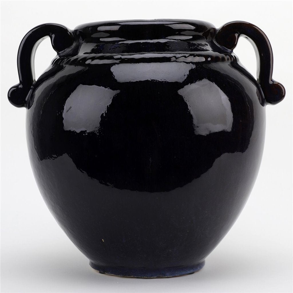 Danny's Fine Porcelain Dark Blue with Purple Tinted Round Vase W/ Handle
