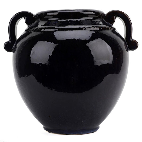 Danny's Fine Porcelain Dark Blue with Purple Tinted Round Vase W/ Handle