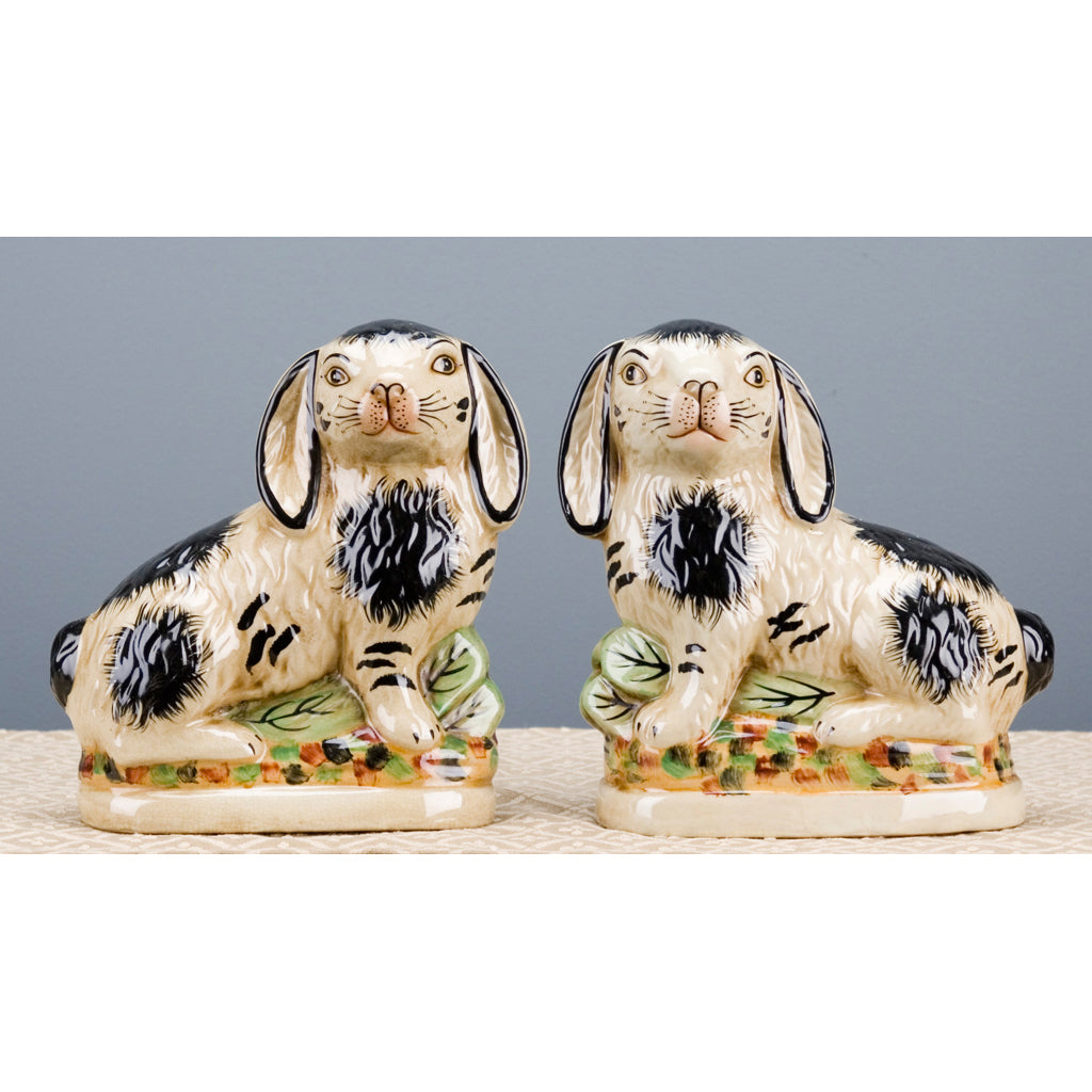 Danny's Fine Porcelain Staffordshire Bunny Hares- Black- Pair