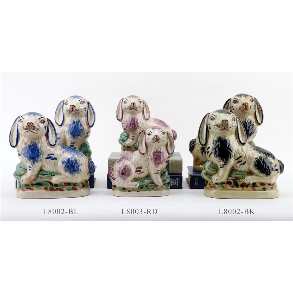 Danny's Fine Porcelain Staffordshire Bunny Hares- Black- Pair