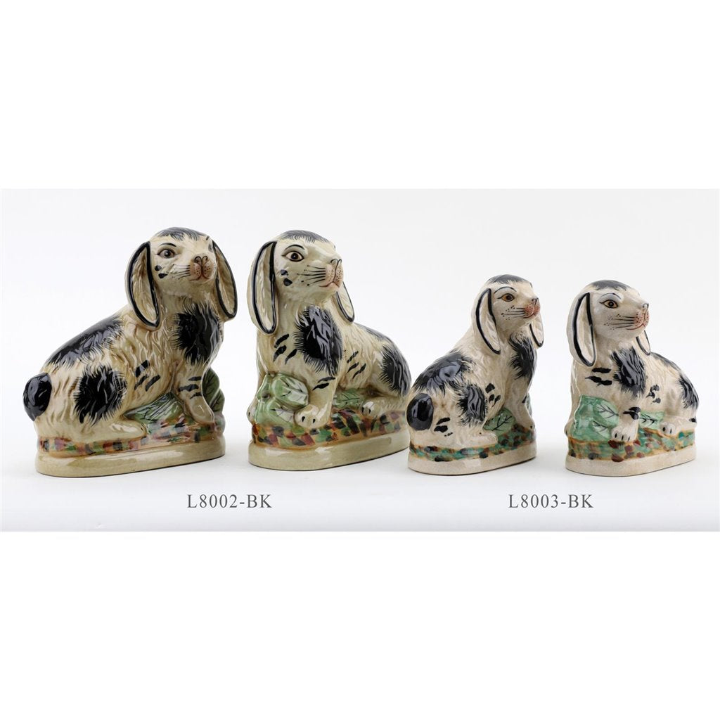 Danny's Fine Porcelain Staffordshire Bunny Hares- Black- Pair