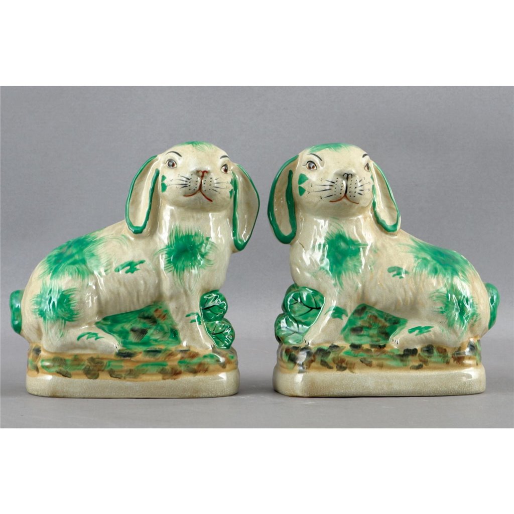 Danny's Fine Porcelain 8" Green Hares-Pair