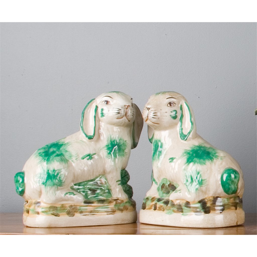 Danny's Fine Porcelain 8" Green Hares-Pair