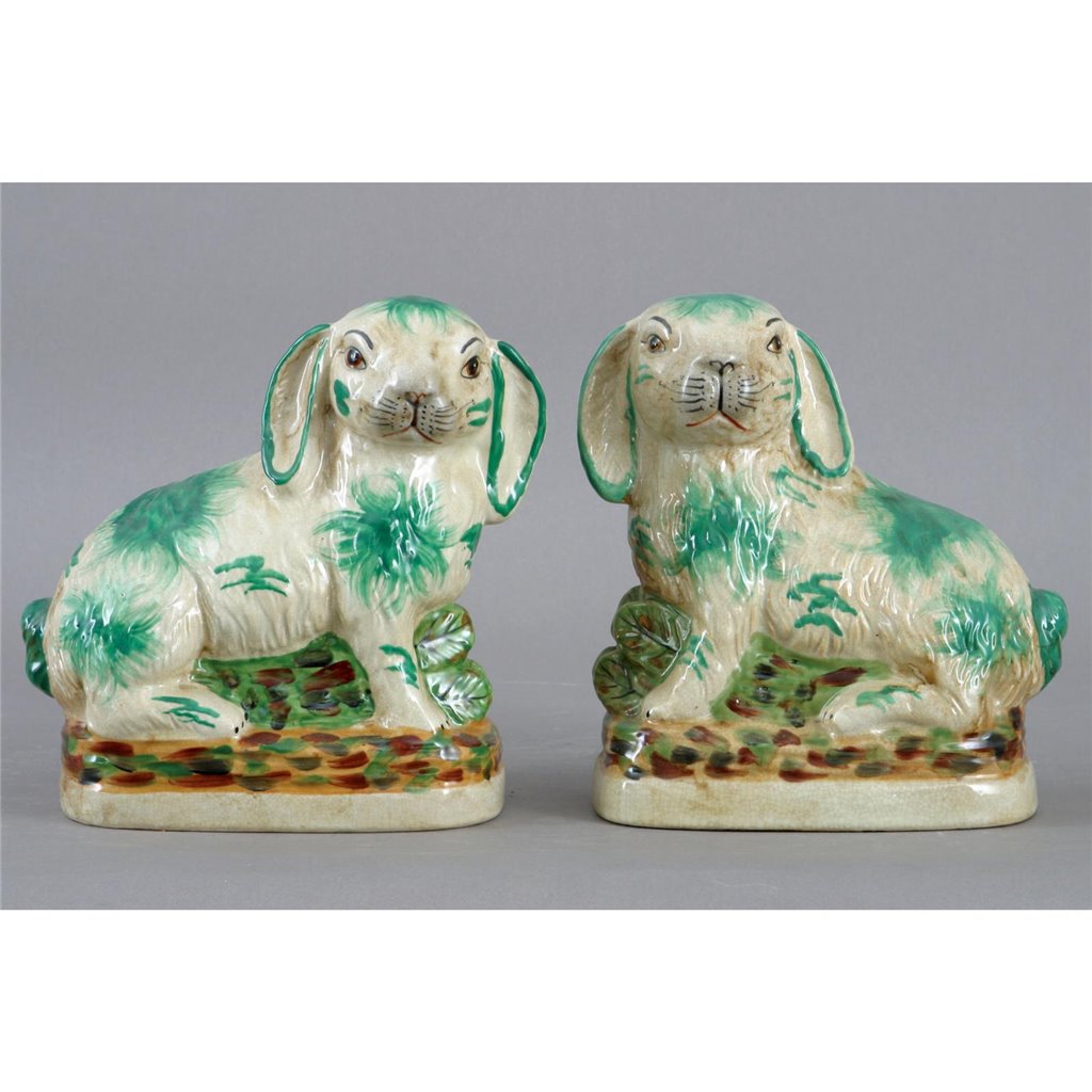 Danny's Fine Porcelain 8" Green Hares-Pair