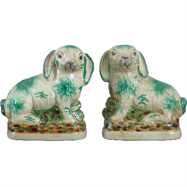 Danny's Fine Porcelain 8" Green Hares-Pair